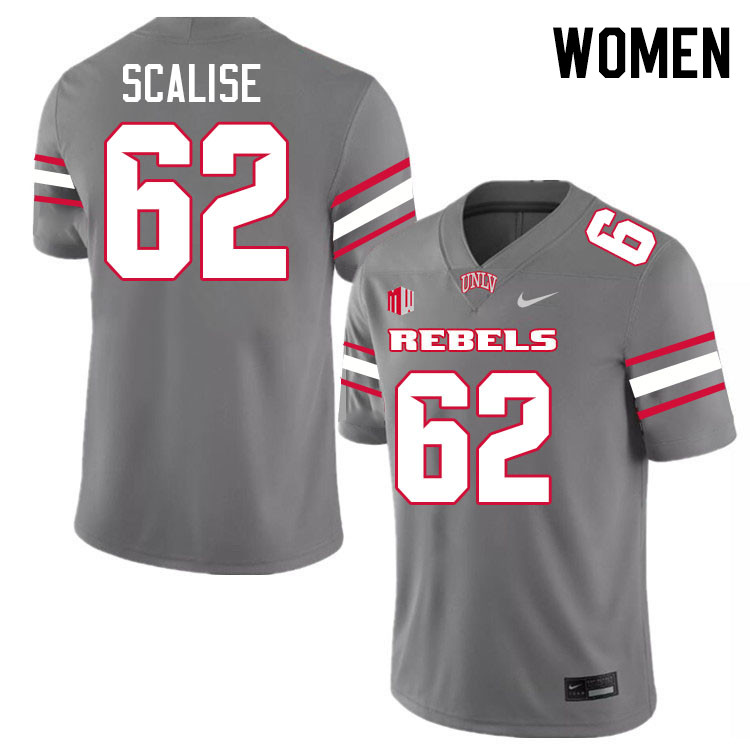 Women #62 Nick Scalise UNLV Rebels College Football Jerseys Stitched-Grey